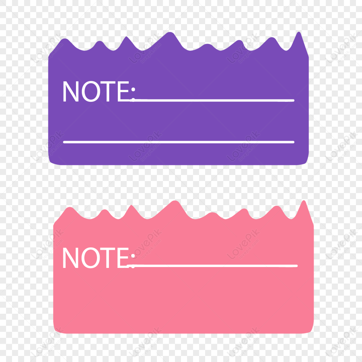 Cartoon pink purple wave edge notepad,essay,record notes png transparent image