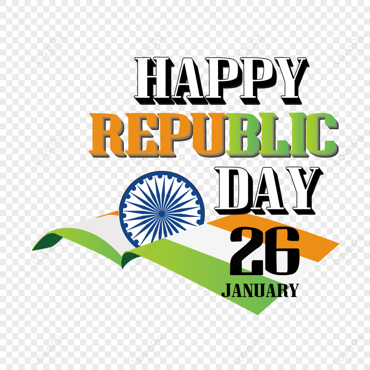 26 January Indias Republic Day Brush Flag Transparent Background, Indias,  Republic, 26 PNG and Vector with Transparent Background for Free Download