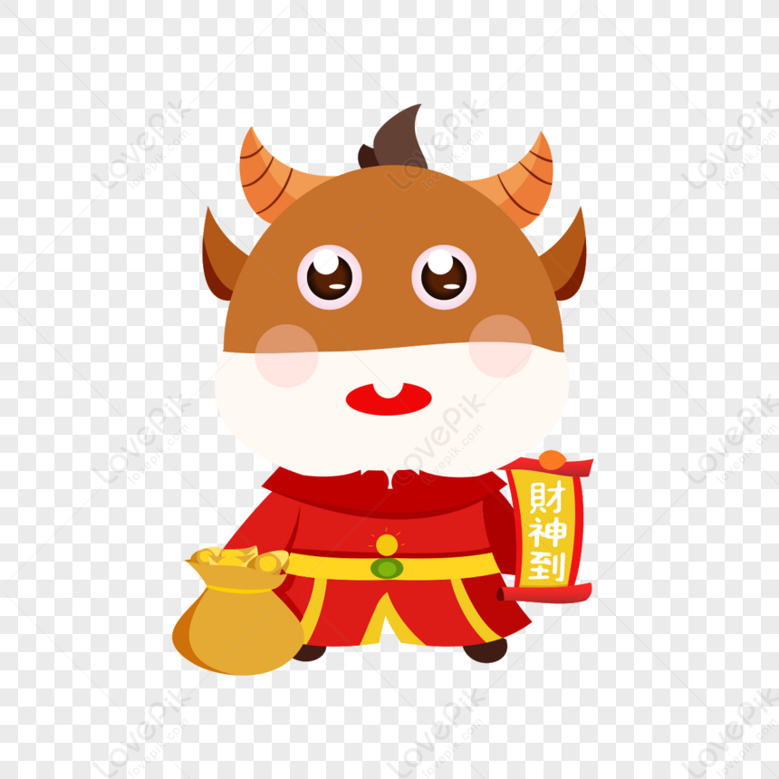 Hand Drawn Original Cute Ox Year Elements,mammon,cute Hands PNG Hd ...