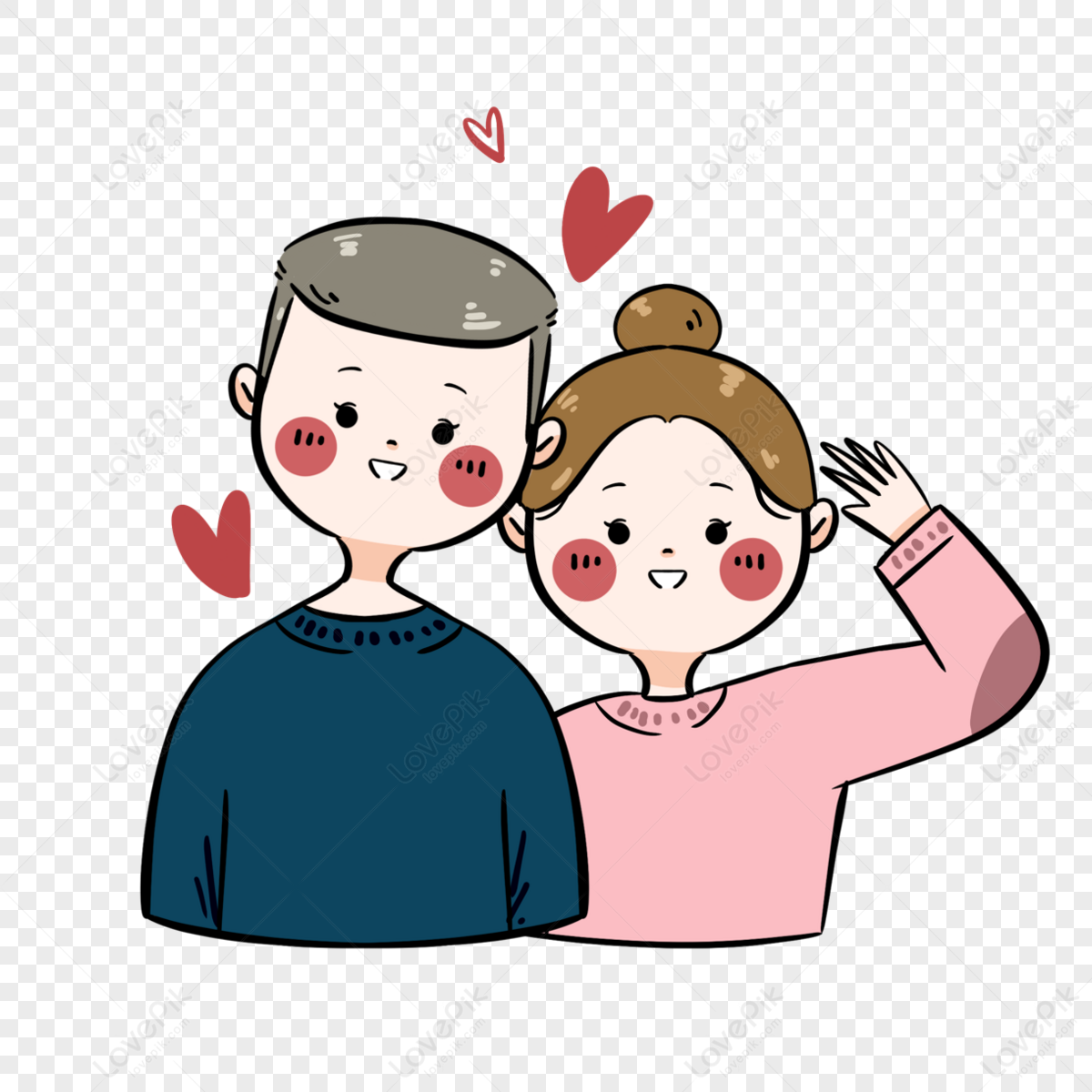 Hand Drawn Style Valentines Day Couple Clipart Elements,dai,hand 