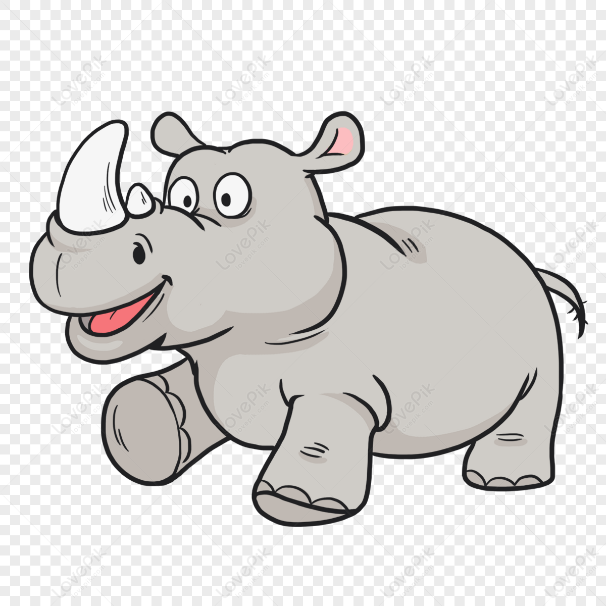 Happy Smiling Rhino Clipart,the Cartoon,happy Smile,rhinoceros PNG ...