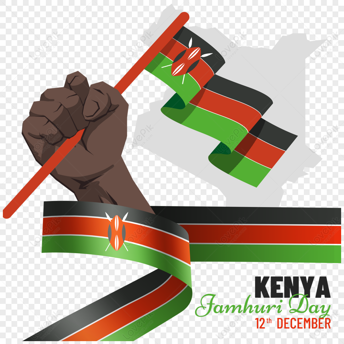 Kenya Jamhuri Day Holding A Flag,greeting,festival PNG Picture And ...