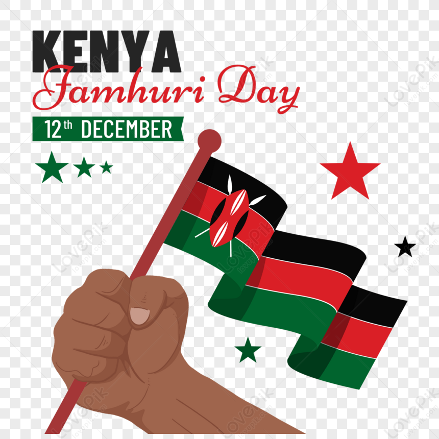 Kenya Jamhuri Day Holding A Flag,holding Flags,fist Free PNG And ...