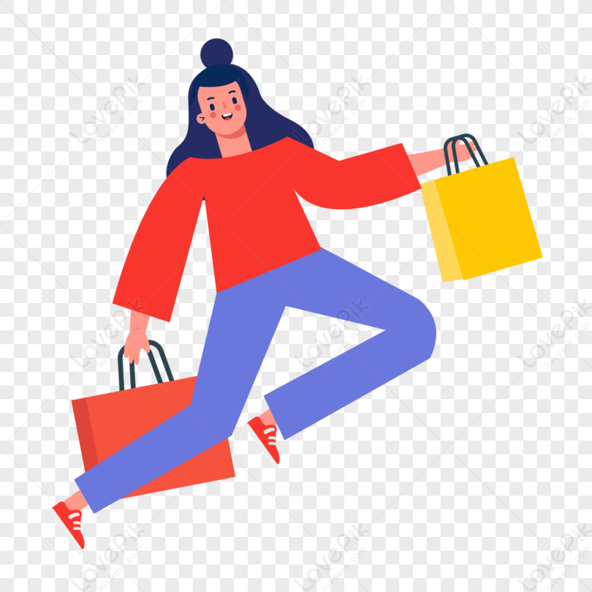 Shopping Girl With Blue Hair,smiley,happy,girls PNG Transparent ...