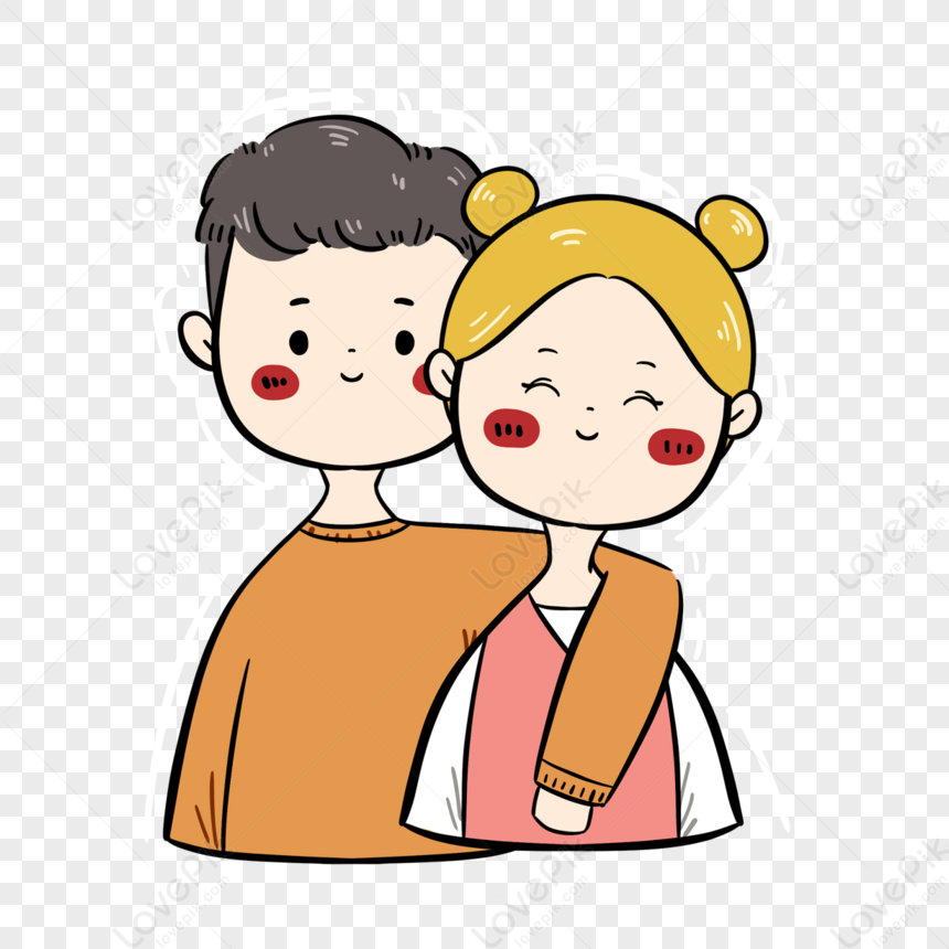 Valentines Day Cartoon Couple Clipart Elements,simple,dai PNG White ...