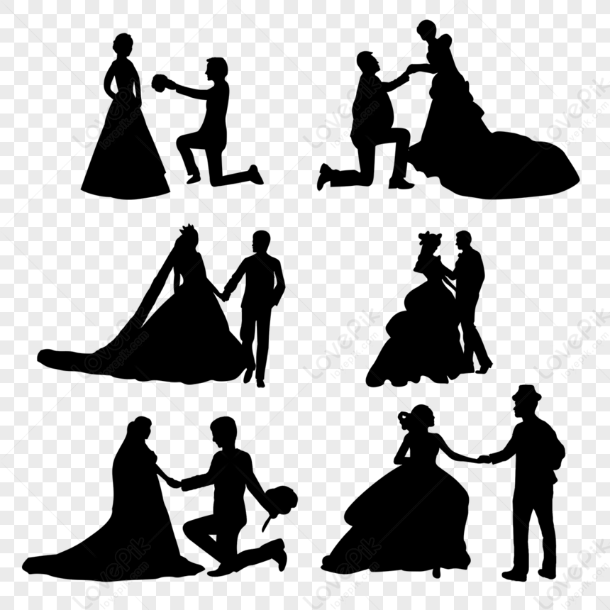 Wedding silhouettes in six different poses wedding dresses schoolgirl 208470 wh860