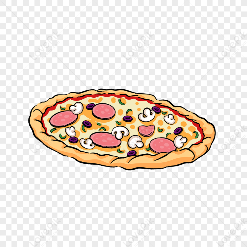 Pizza Clipart Whole Uncut Ham And Mushroom Black Olive Pizza,whole ...