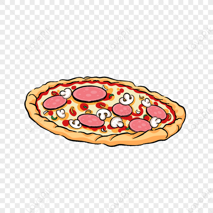 Pizza Clipart Whole Uncut Ham, Mushroom, Green Pepper Pizza,green ...