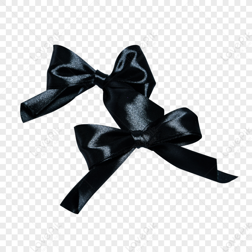 Real Black Satin Ribbon Bow PNG IMG