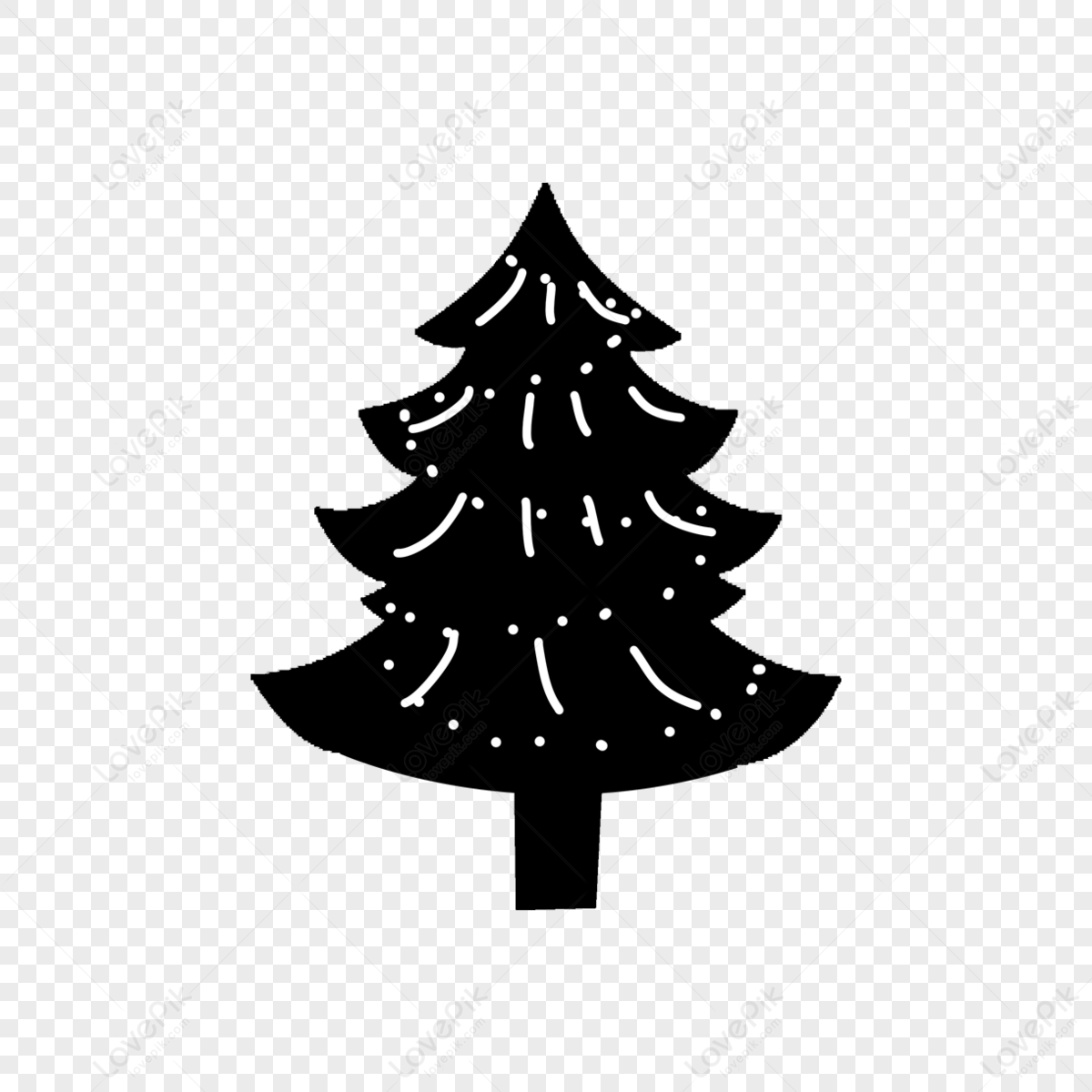 Black Christmas Tree Silhouette Clipart,black And White,winter ...