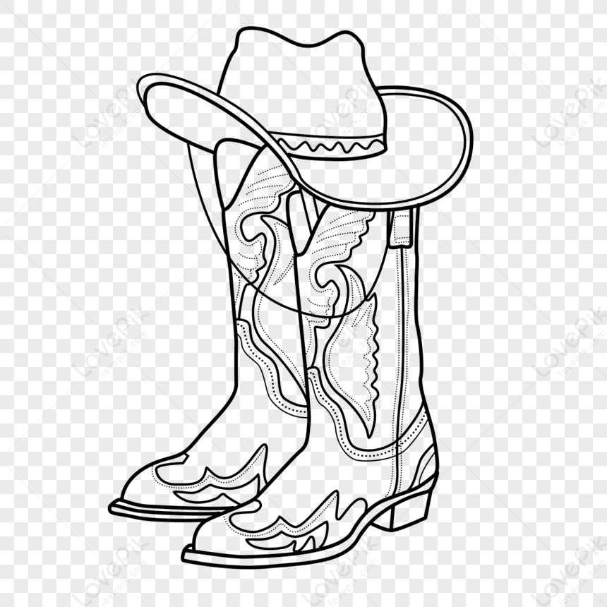 Black Cowboy Hat Cowboy Boots Clipart,pointed,boots Drawing PNG ...