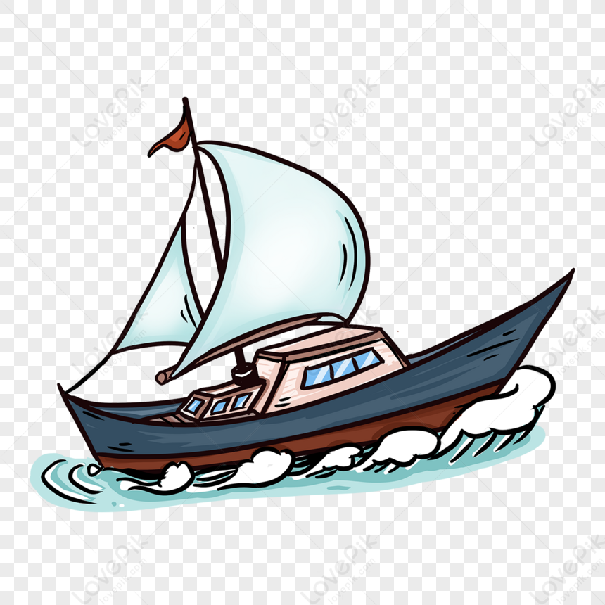 Cartoon Style Blue Sailing Boat Clipart,sailboat,cartoon Boats Png 