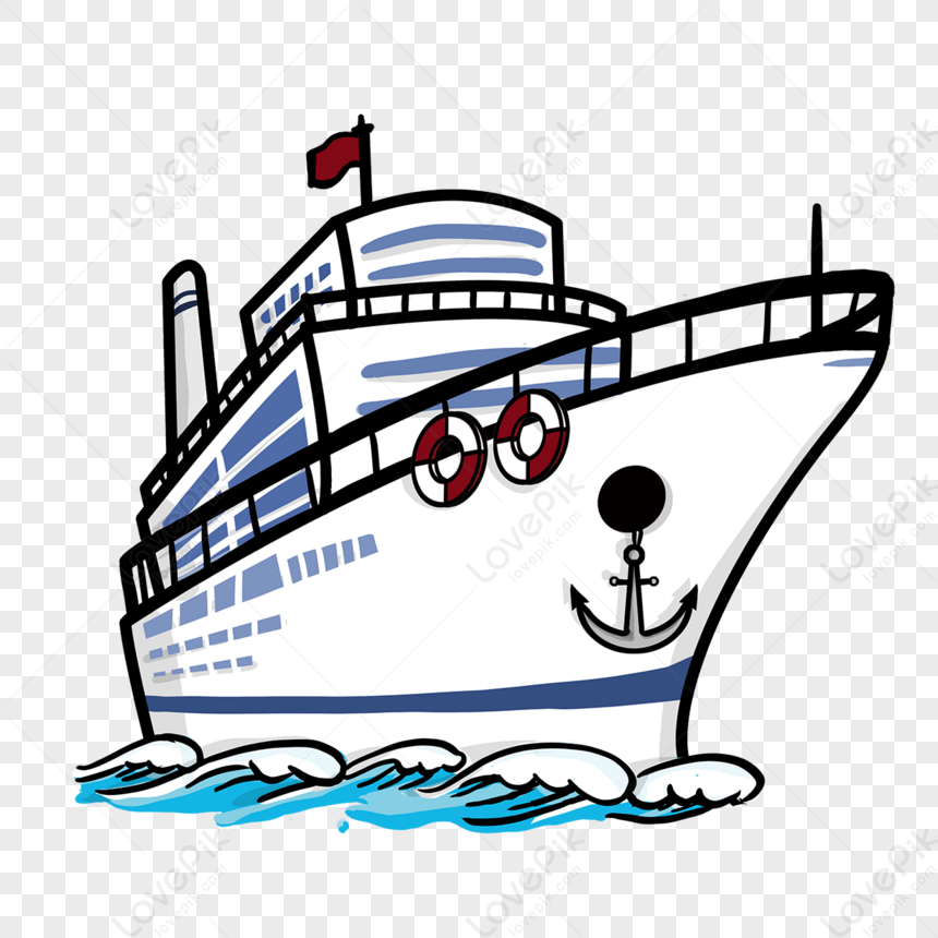 Cartoon Style Clipart Blue Steamship,party,newborns,arrival Png 