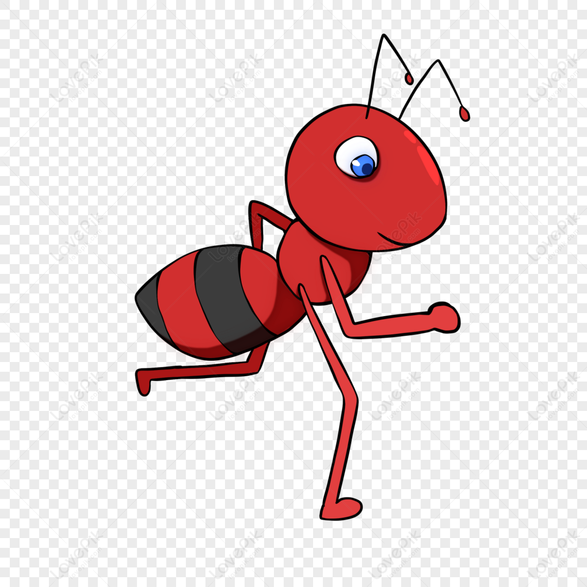 Cartoon Style Running Ant Clipart,red Ant,smile,red PNG Free Download ...