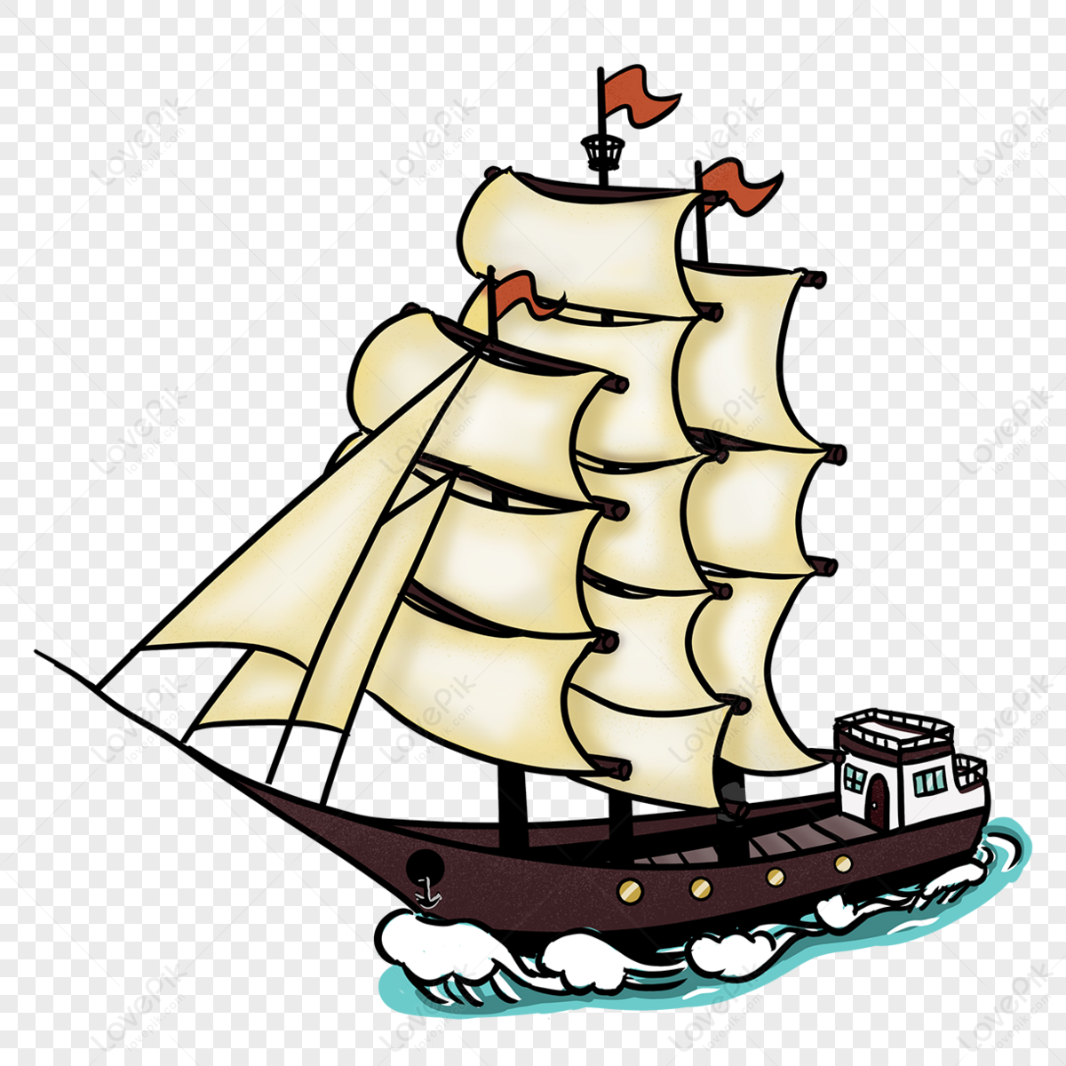 Cartoon style yellow clip art sailing boat,sailboat,ferry free png