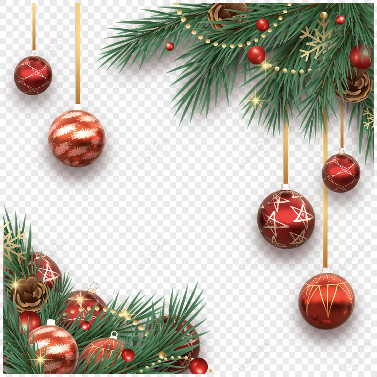 Christmas Ball Leaves Snowflake Christmas Decoration Border,christmas ...