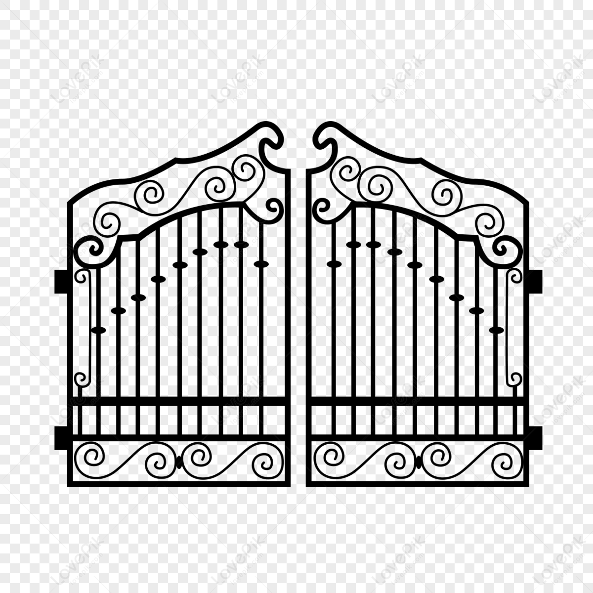 Classic Black European Door Clip Art,rail,flourishes PNG Picture And