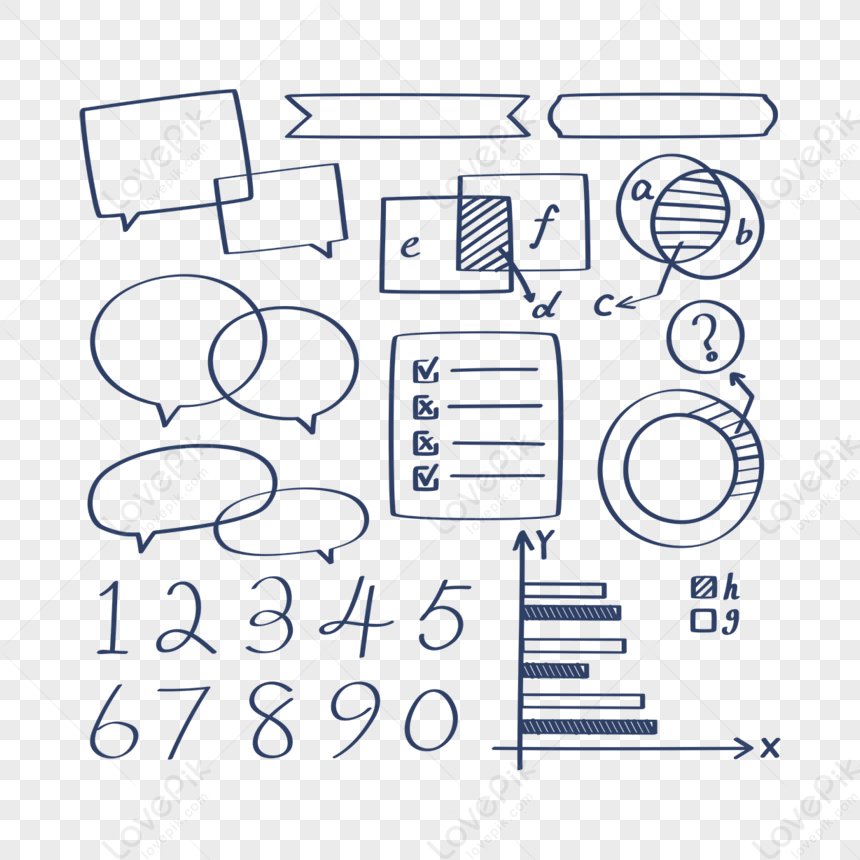 Dark Blue Infographic Math Symbols Doodle Collection,change Table ...