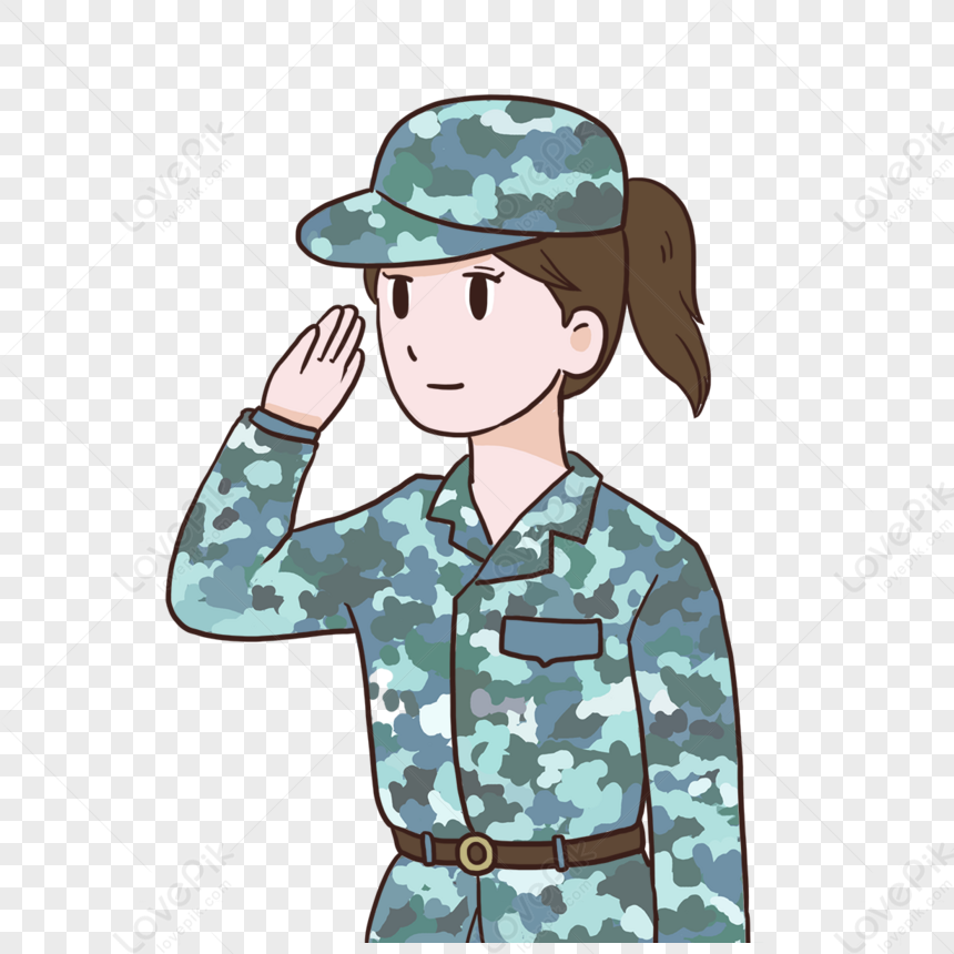 Female Soldier Saluting The Army Clipart,schoolgirls,schoolgirl PNG ...