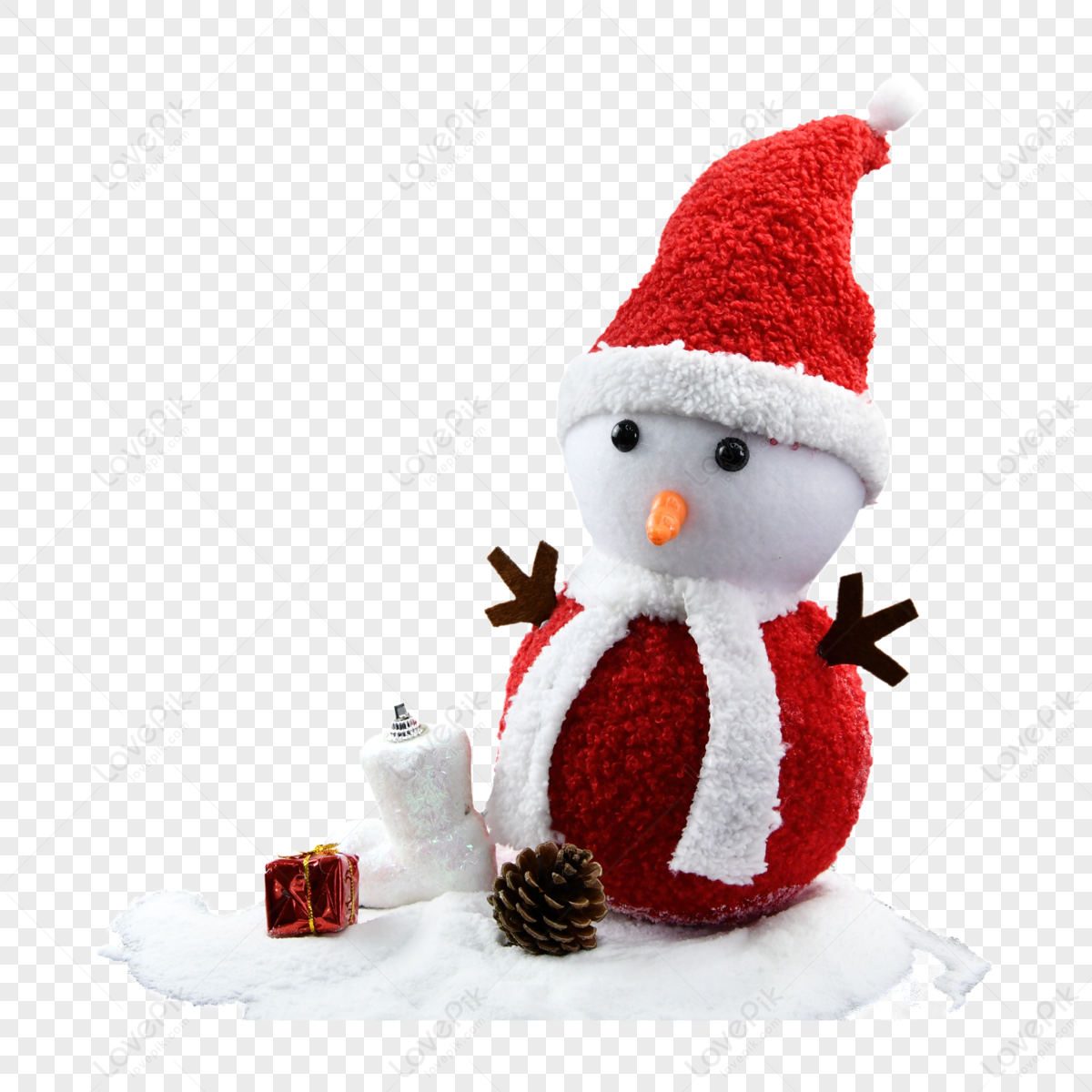 Snowman presents pine cones on the snow,outdoor,house png hd transparent image