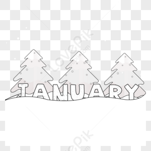 january clipart black and white