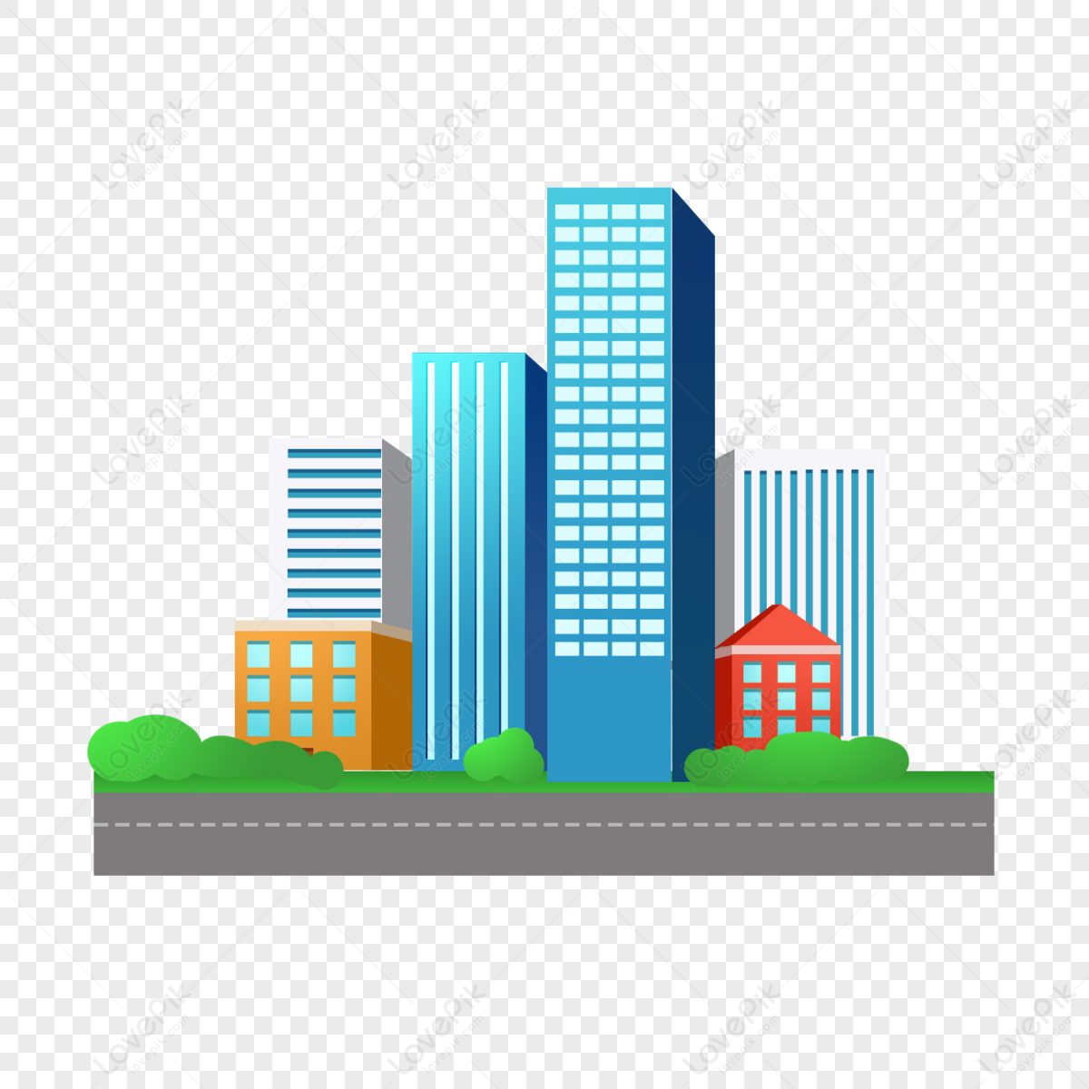 Cartoon City Color Three-dimensional Building Clipart,colorful City ...