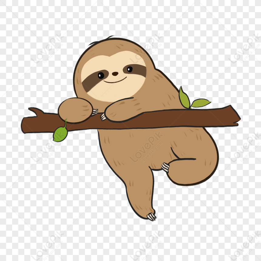 Cartoon Cute Brown Sloth Slot Clipart,mother And Baby,cartoon Style PNG ...