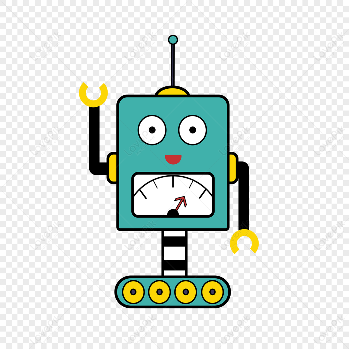 Cartoon Robot Clipart,hit Color,clock Dial,pointer PNG Transparent ...