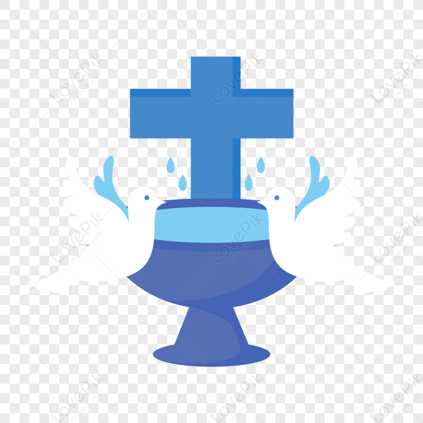 Cute Blue Baptism Clipart,celebration,holy Water,cross Png Free 