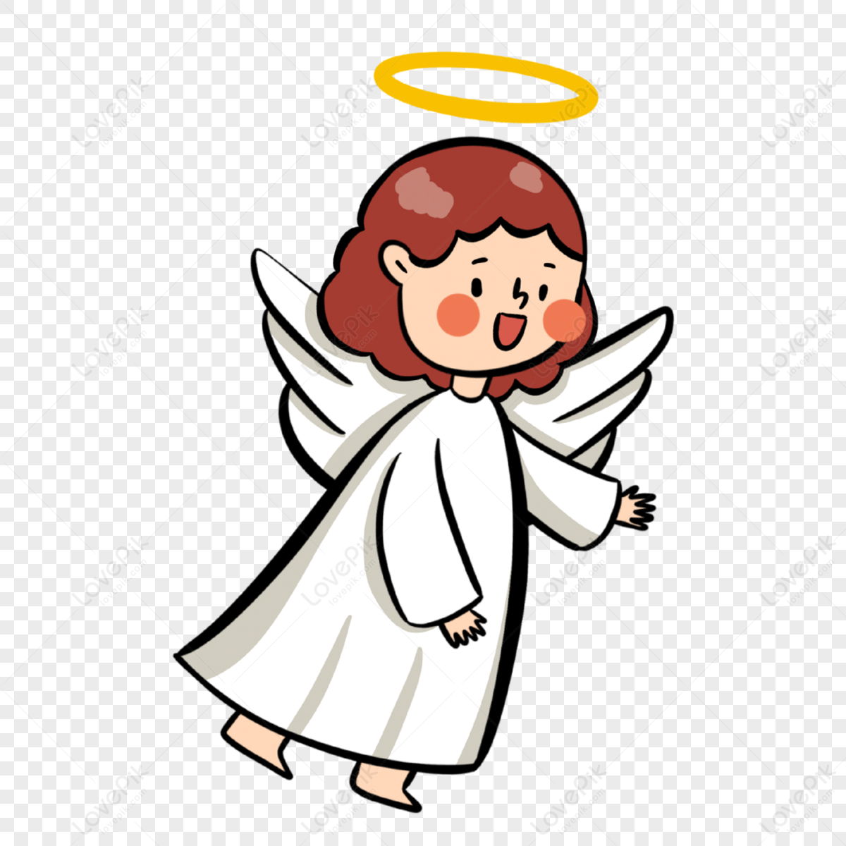 Little Red Curly Angel Reaching Out,blush,little Angels Free PNG And ...