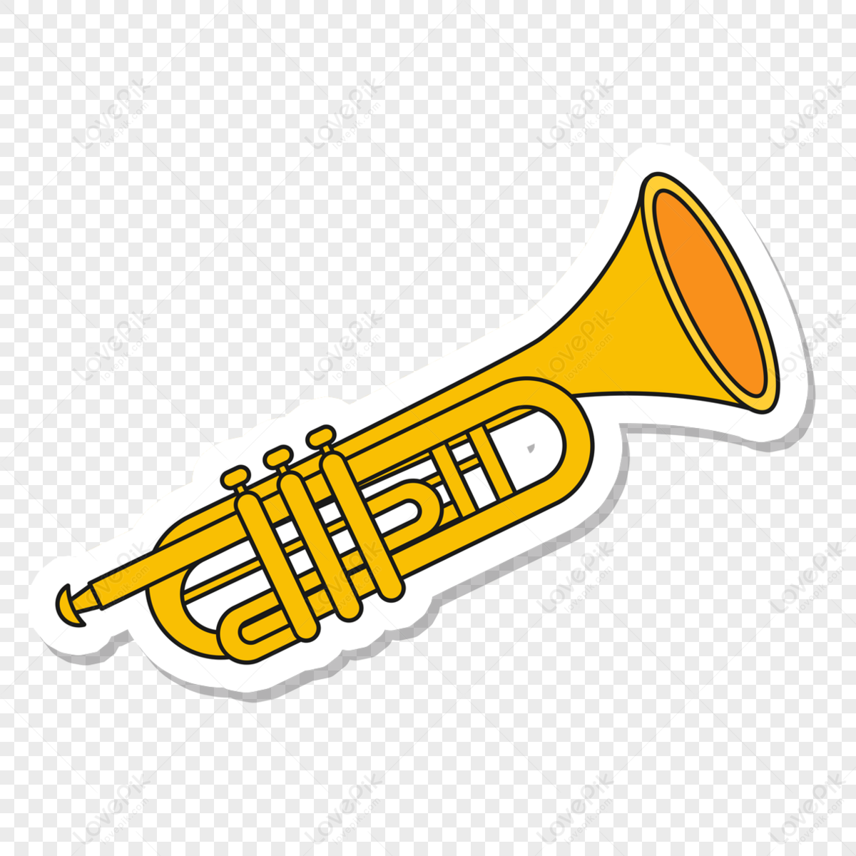 Trompeta Musical De Juguete Amarillo. Sobre Un Fondo Blanco