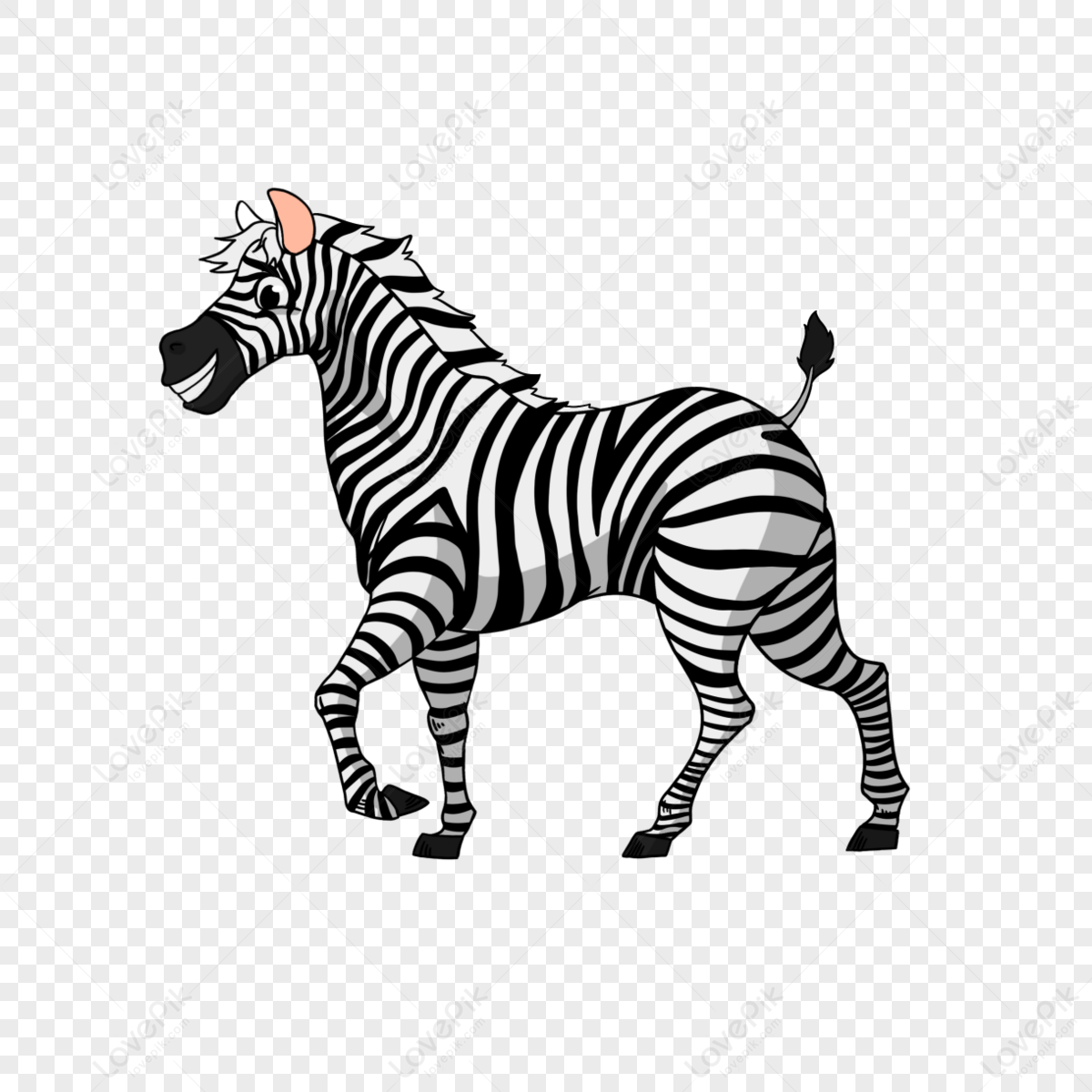 Walking Zebra Clipart Cartoon Style,animal,anime,horse PNG Free