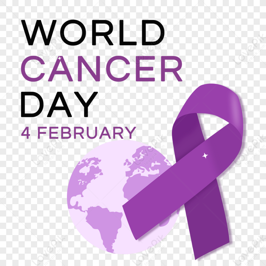 Purple ribbon world cancer day design Royalty Free Vector