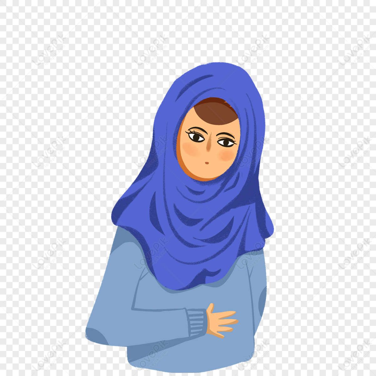 Blue Hijab Girl Element,isolated,traditional,beautiful PNG White ...