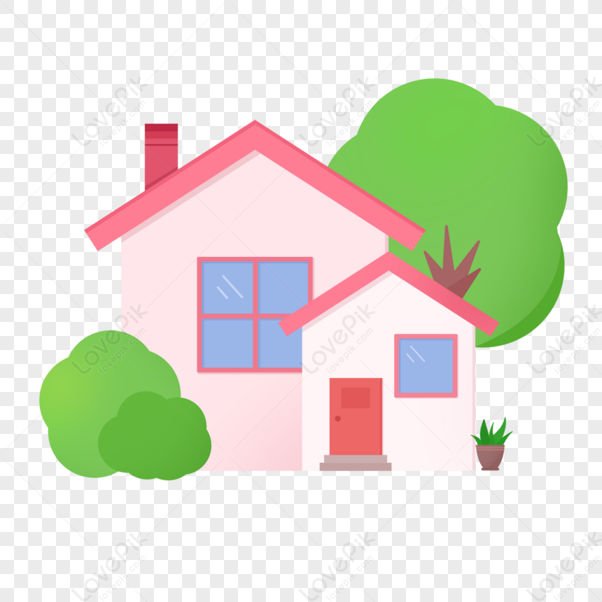 Beautiful Pink Home Clipart,tree,beauty,family PNG Transparent ...