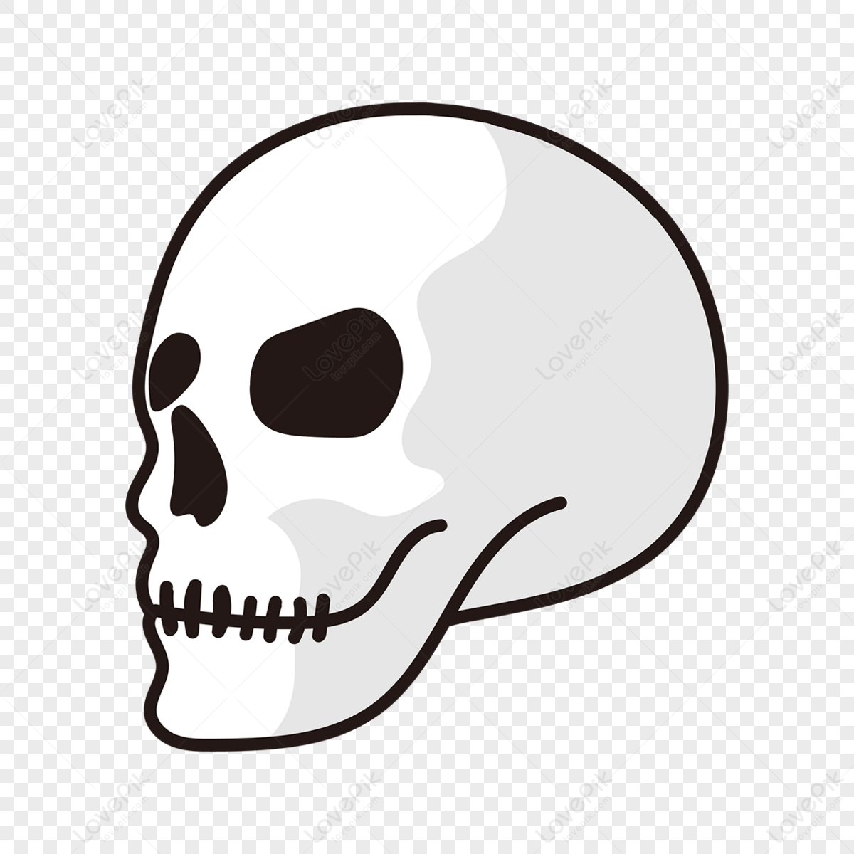 Black And White Flat Skull Side Clipart,bones,bone PNG White ...