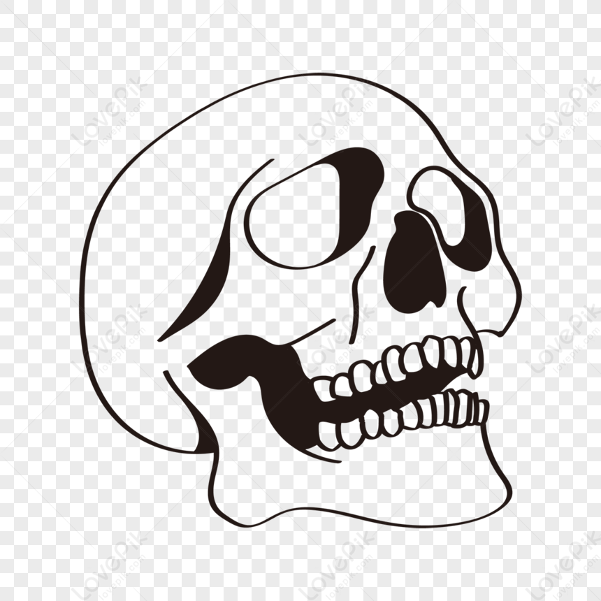 Black Line Skull Side Clipart,bones,terror,bone PNG Hd Transparent ...