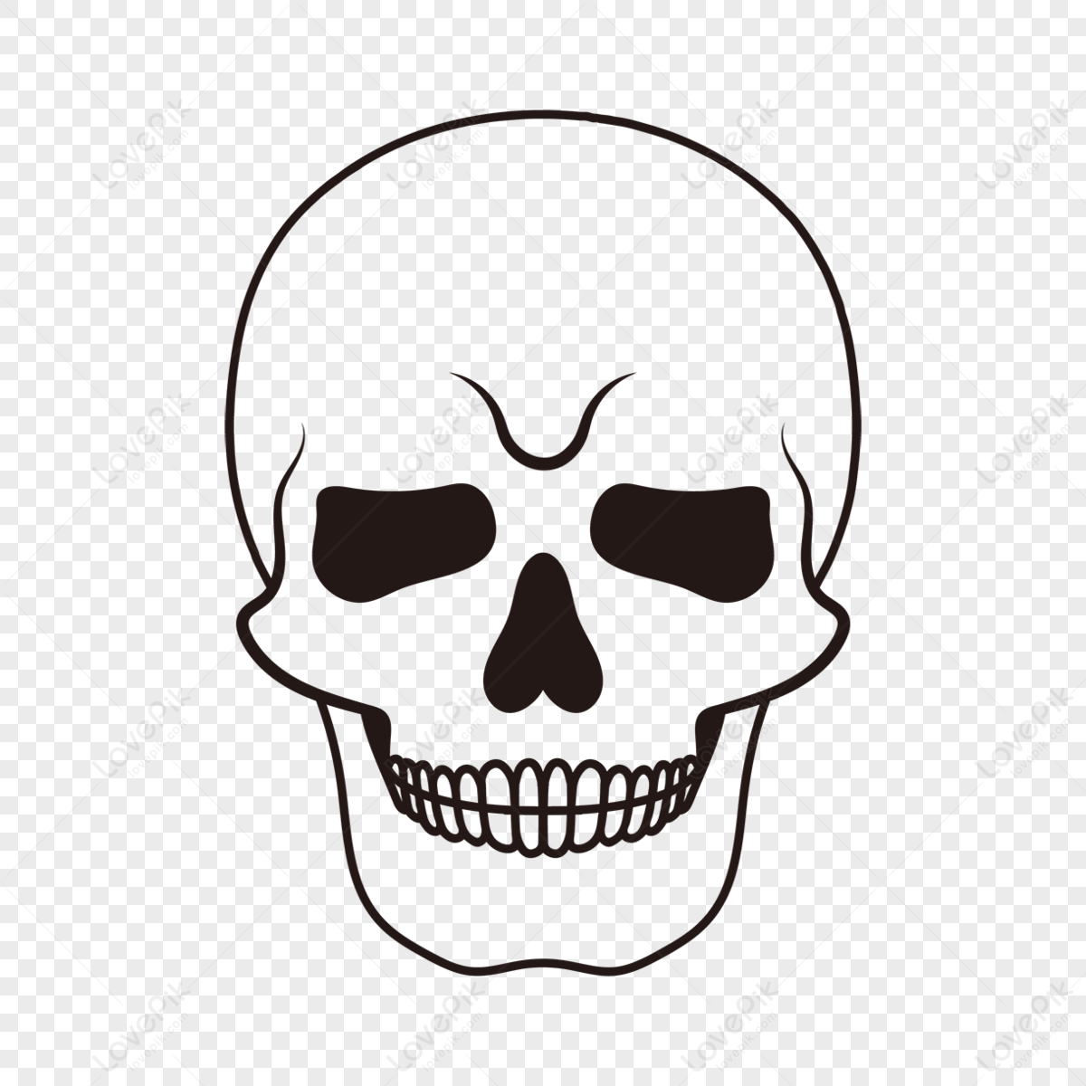 Black Line Wide Chin Skull Clipart Skull Clipart,bone,bones PNG Hd ...