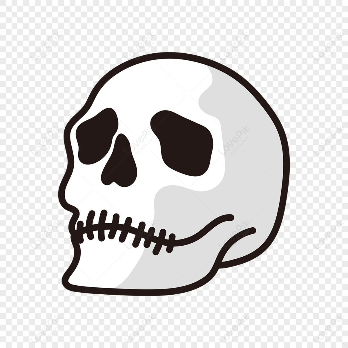 Flat Style Skull Clipart Skull Clipart,line,skull Black And White PNG ...