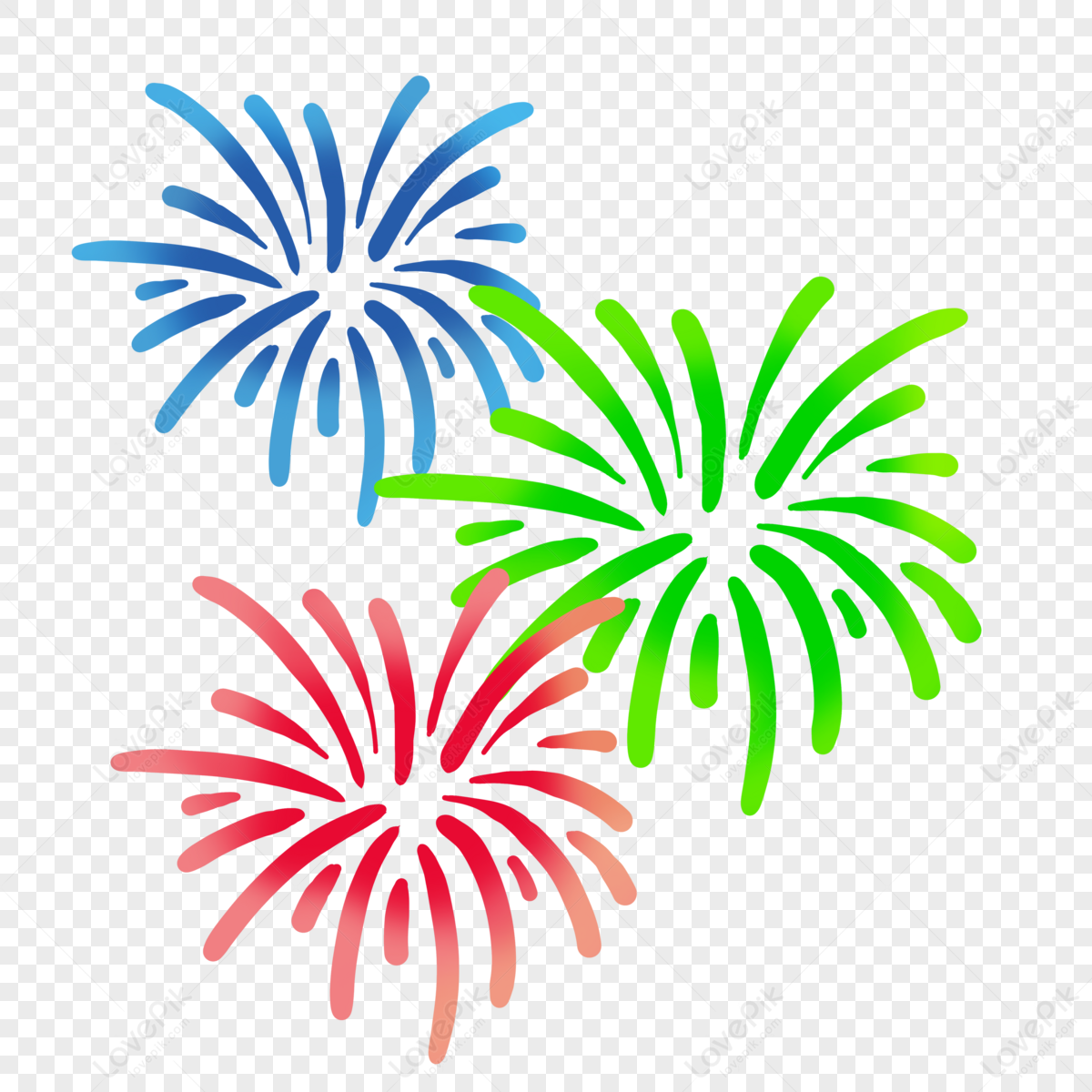 Gradient Colored Fireworks Clipart,new Year Fireworks,green,candy ...