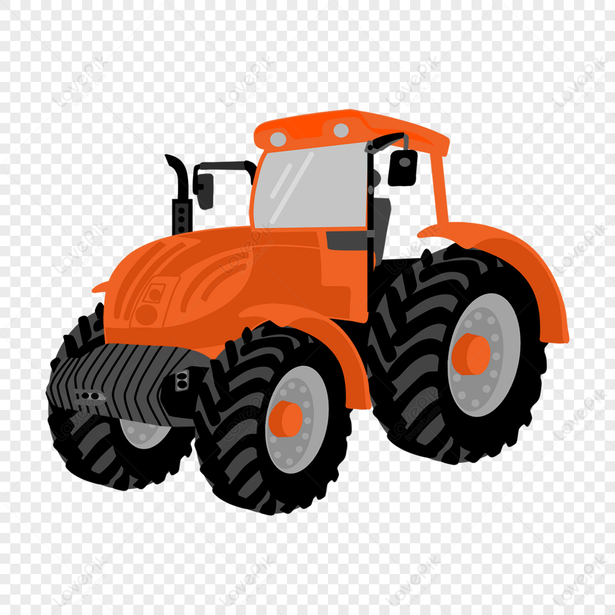 Orange Cartoon Tractor Clipart,farming,farm,transportation PNG ...