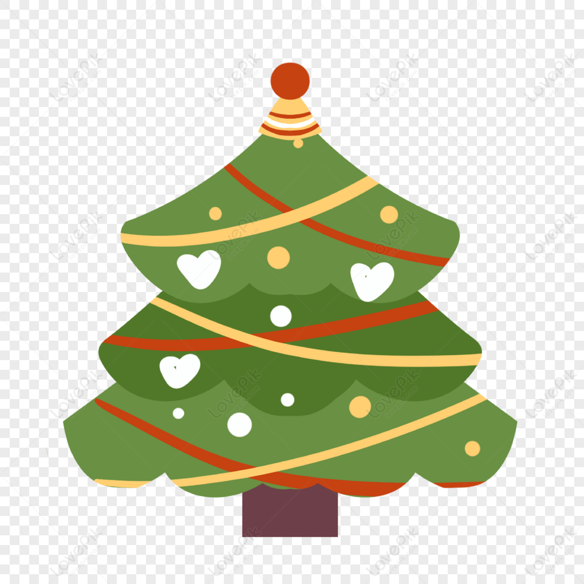 Round And Chubby Cute Christmas Tree,flat Style,gift Free PNG And ...