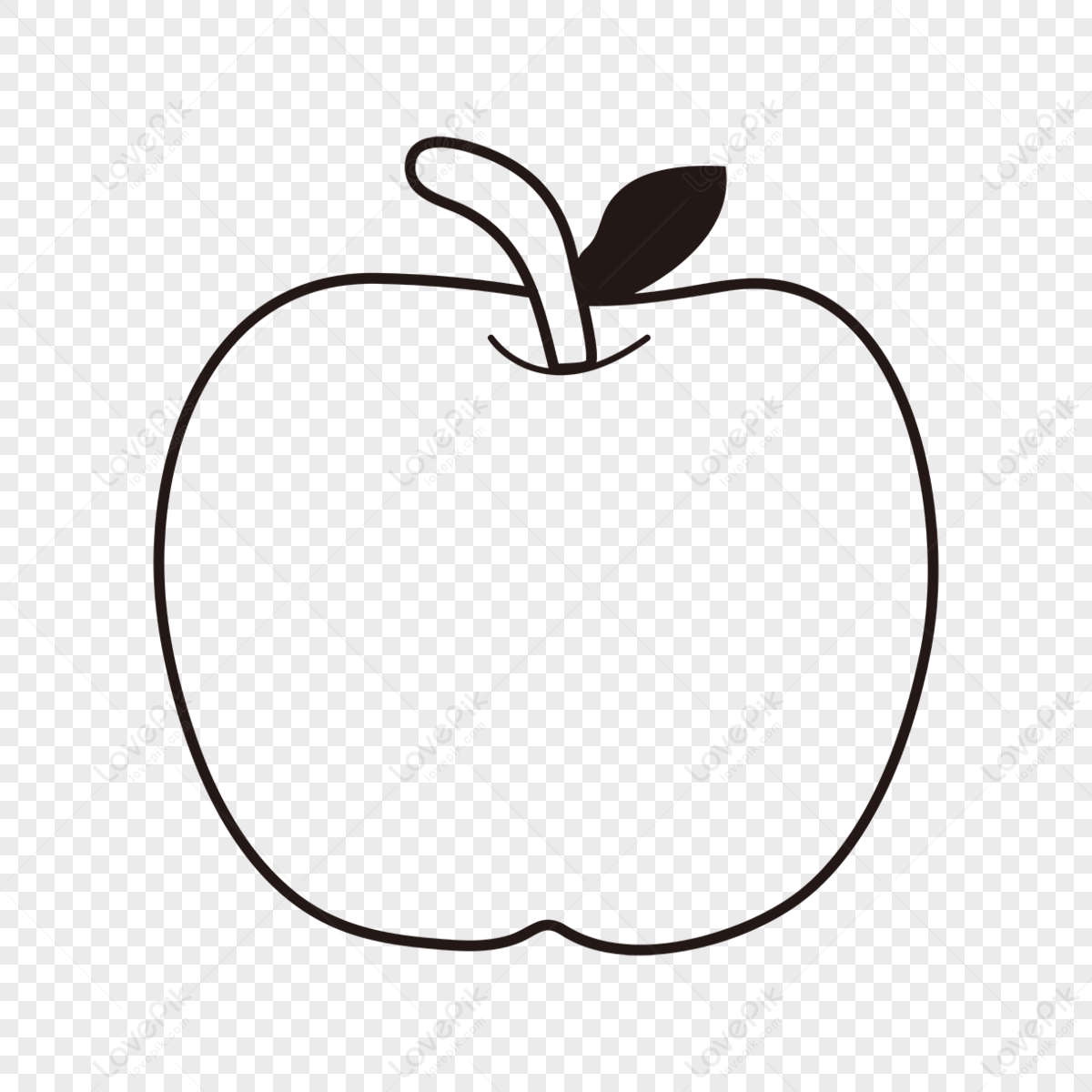 Simple Black Line Vector Apple Material Clipart Apple Clipart Black And 