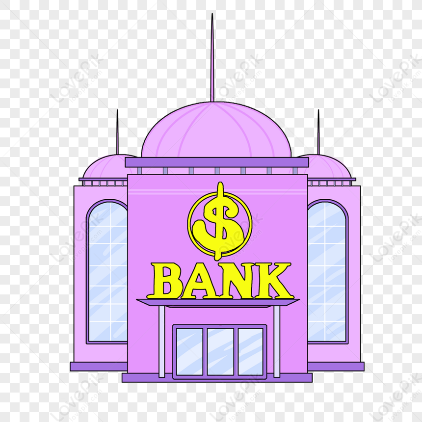 Bank Clipart Cartoon Style Lavender Bank Building Office Building 