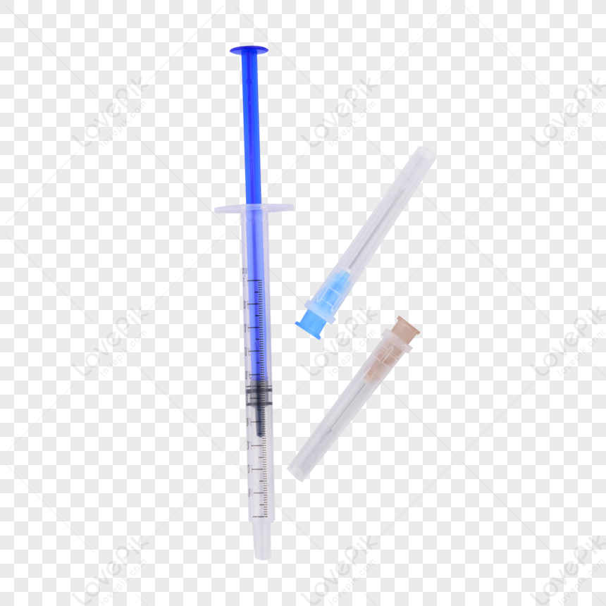 Blue Thin Needle Tube And Two Needles,syringe,syringes Free PNG And ...