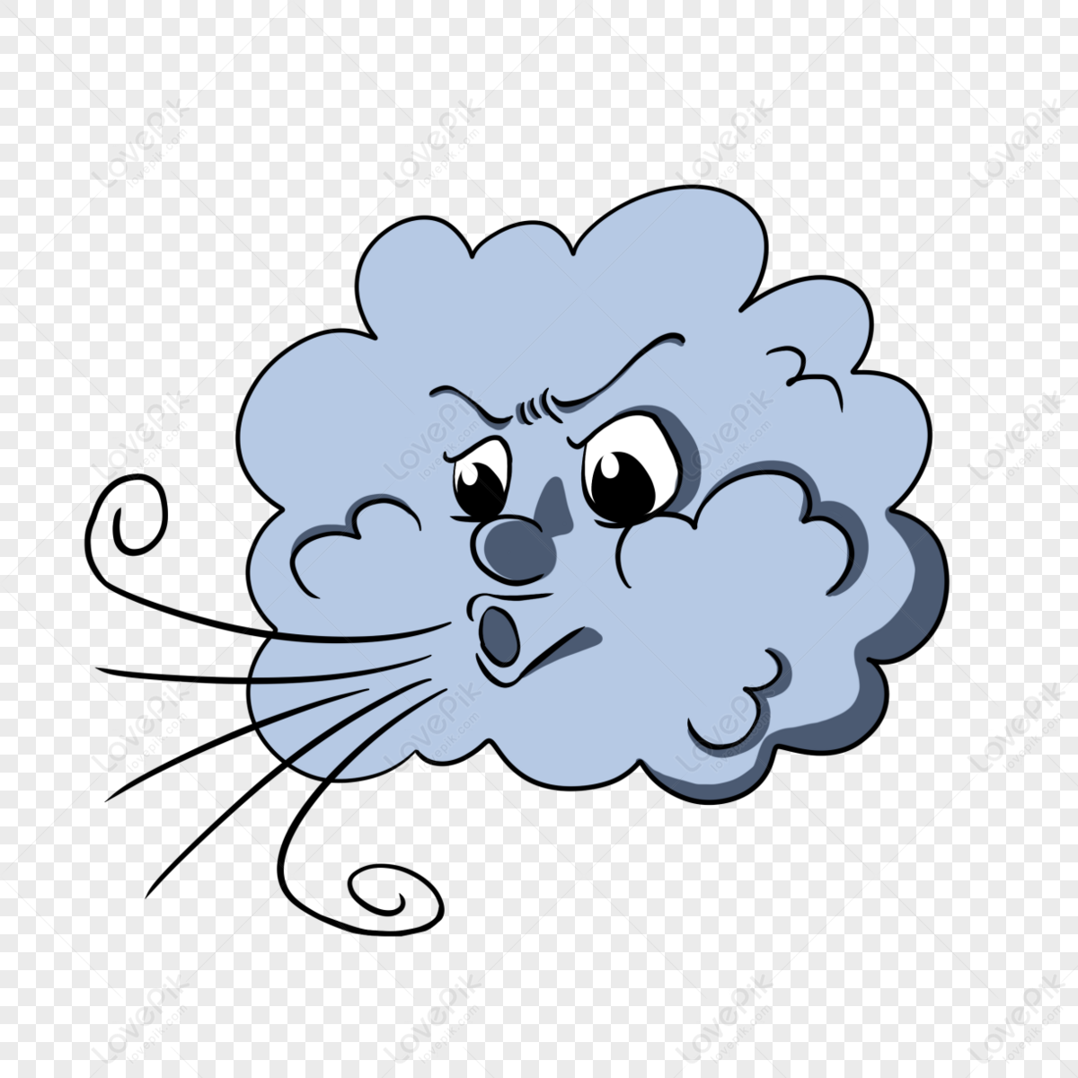 Cartoon Style Anthropomorphic Weather Wind Clipart,gale,exaggerated ...