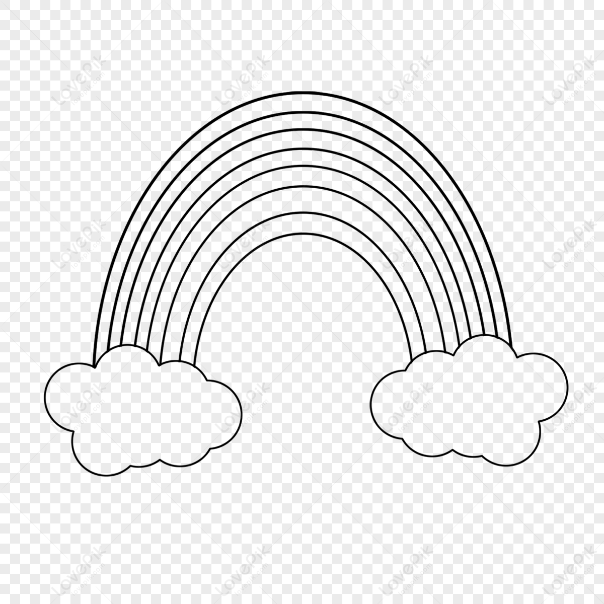Clouds Rainbow Clip Art Black And White,black Line,black Lines PNG ...