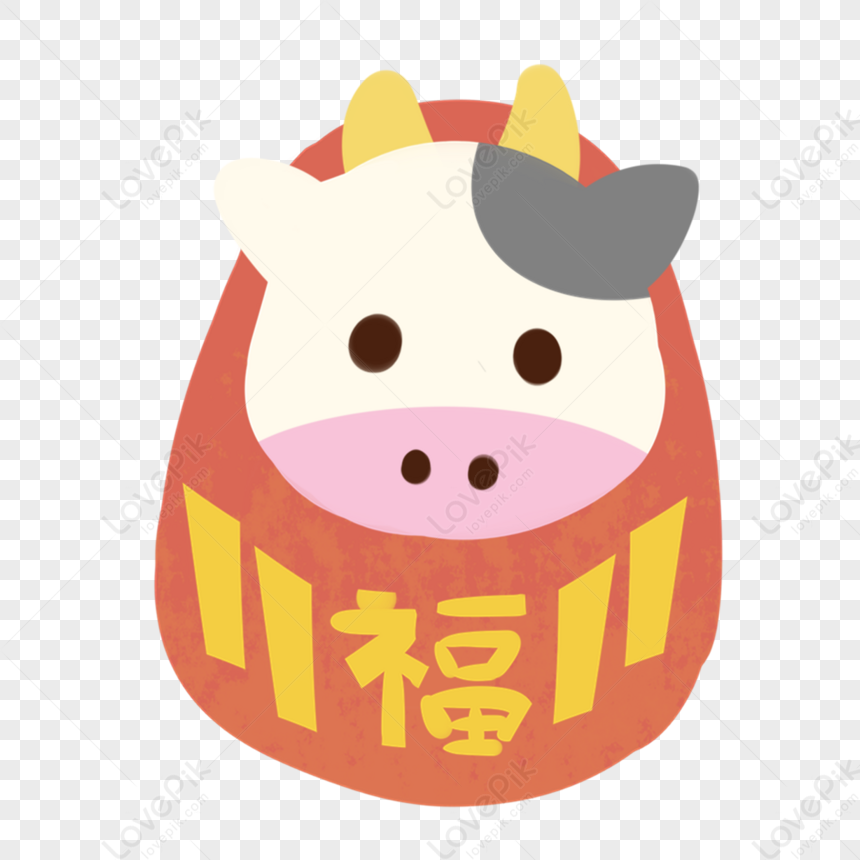 Cute Cow Head Daruma Doll,dolls,dharma Doll,cartoon PNG Image Free ...