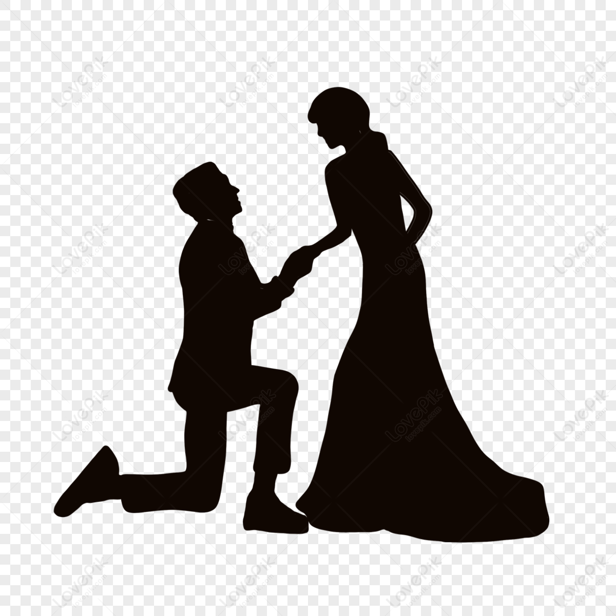 Love Black Silhouette Proposal,happy,wife,male PNG Transparent Image ...