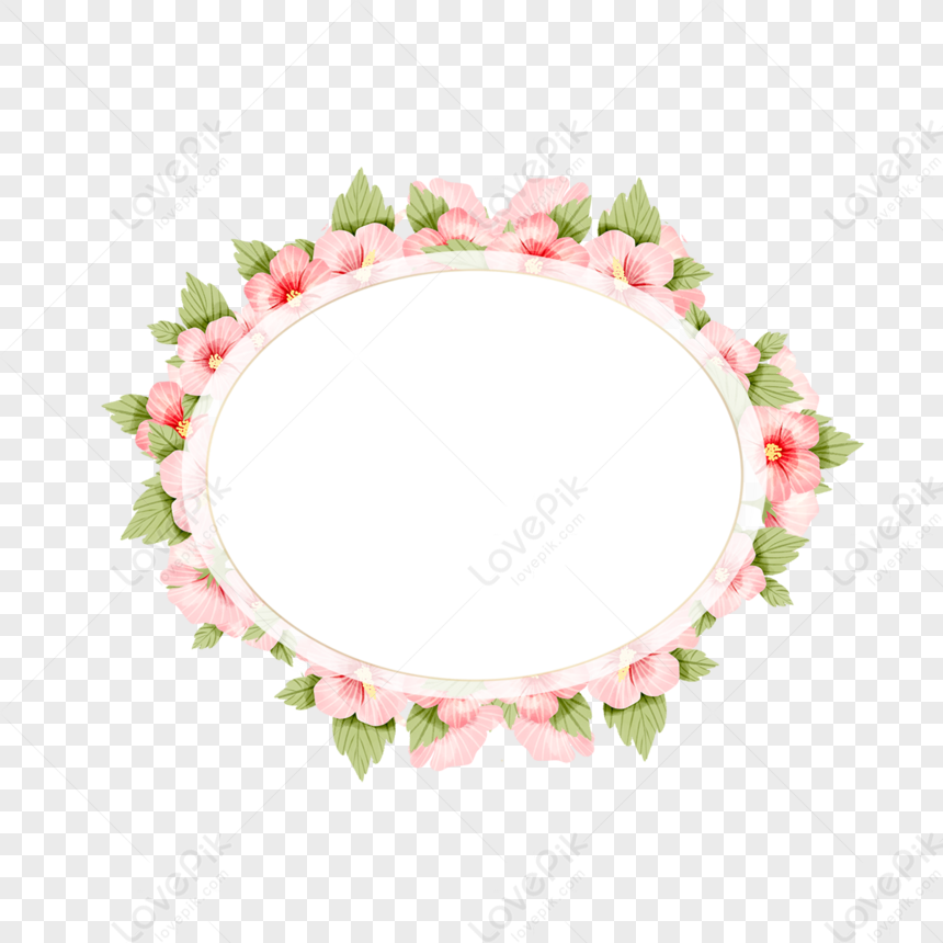 Oval Hibiscus Flower Border,color,english,card PNG Image Free Download ...